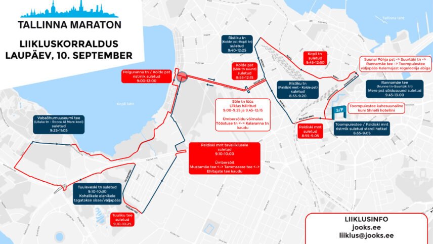 Tallinna maraton toob olulisi liikluspiiranguid. Vaata, kus ja millal tänavad kinni on