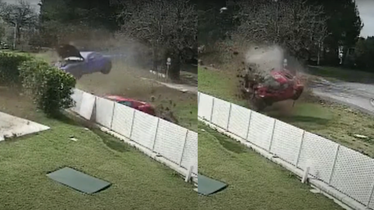 Video: Ferraride lõbusõit lõppes topelthüppega ja ühel kahjuks ka leekides